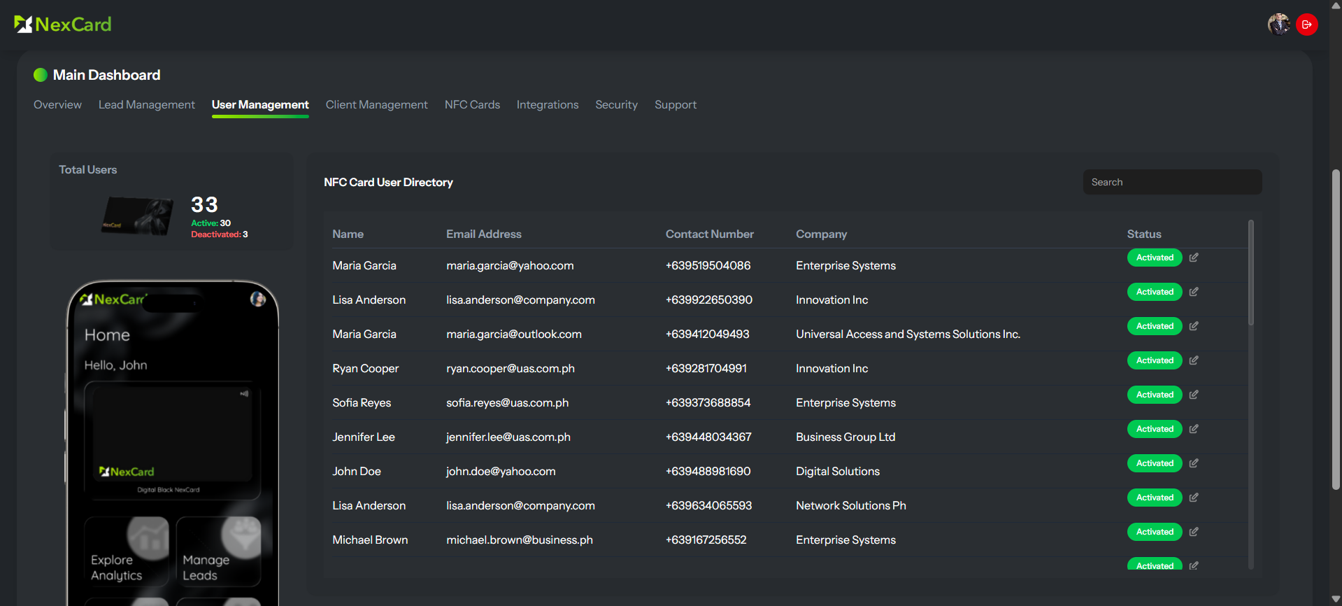User Management Dashboard